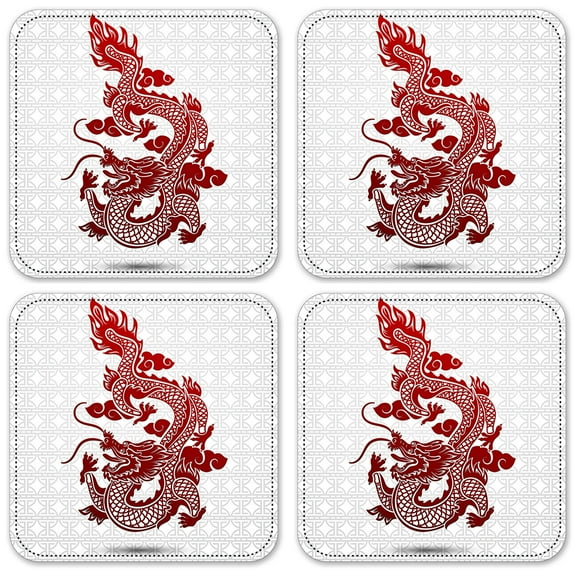 Vinyl Drink Coasters - Set of 4 - Dragon