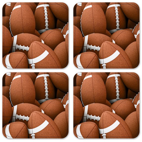 Vinyl Drink Coasters - Set of 4 - Footballs