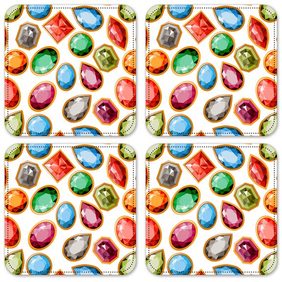 Vinyl Drink Coasters - Set of 4 - Gems