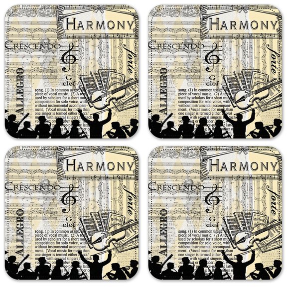 Vinyl Drink Coasters - Set of 4 - Harmony