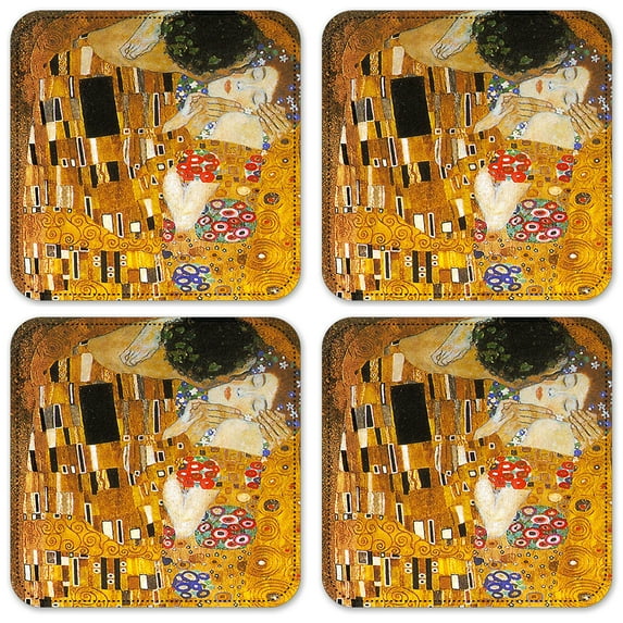 Vinyl Drink Coasters - Set of 4 - Klimt: The Kiss