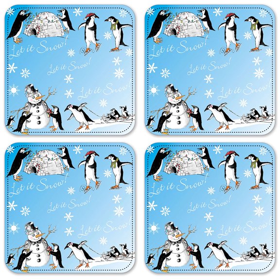 Vinyl Drink Coasters - Set of 4 - Let it Snow