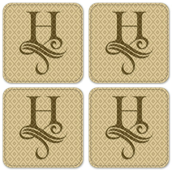 Vinyl Drink Coasters - Set of 4 - Letter "H" Monogram