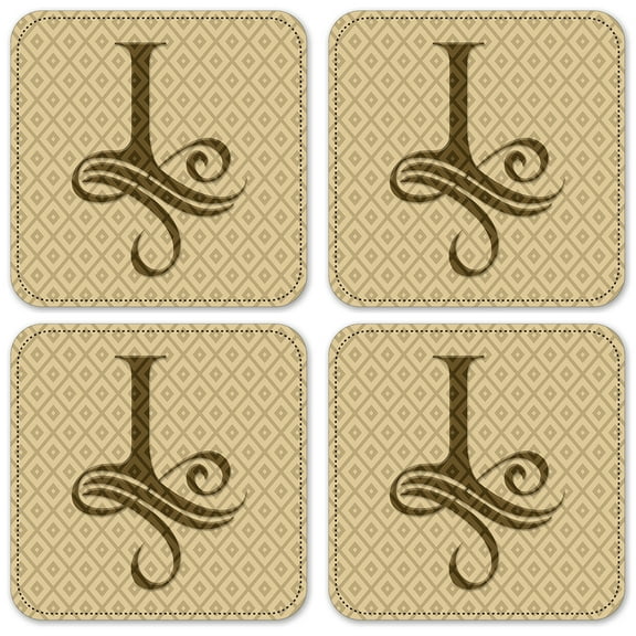 Vinyl Drink Coasters - Set of 4 - Letter "I" Monogram