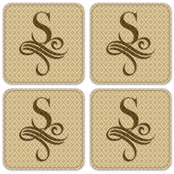 Vinyl Drink Coasters - Set of 4 - Letter "S" Monogram