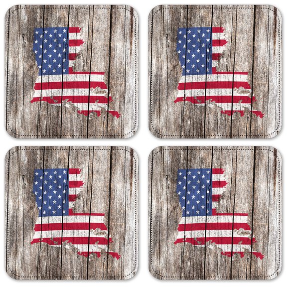 Vinyl Drink Coasters - Set of 4 - Louisiana Map
