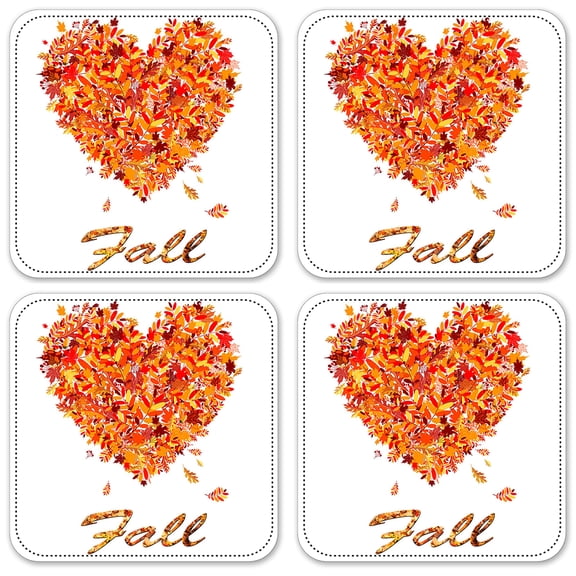 Vinyl Drink Coasters - Set of 4 - Love Fall