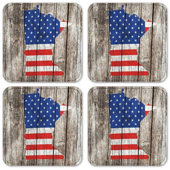 Vinyl Drink Coasters - Set of 4 - Minnessota Map