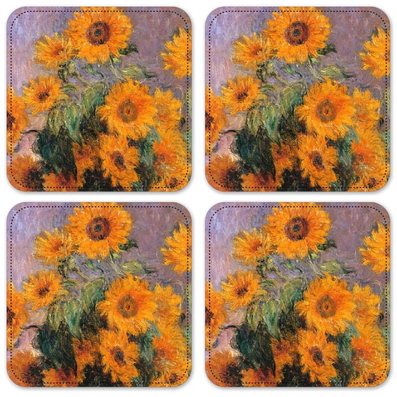 Vinyl Drink Coasters - Set of 4 - Monet: Sunflowers