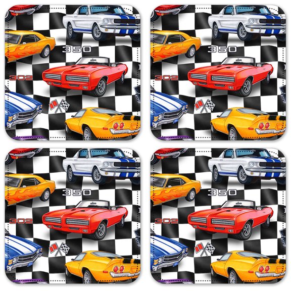 Vinyl Drink Coasters - Set of 4 - Muscle Cars - Image by Dan Morris