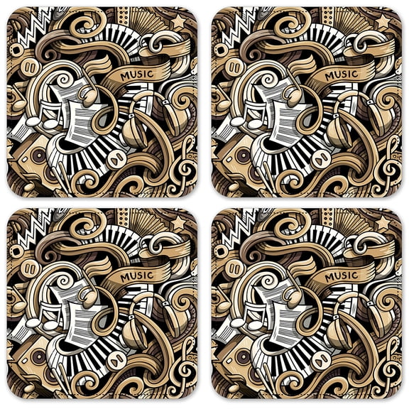 Vinyl Drink Coasters - Set of 4 - Musical Background