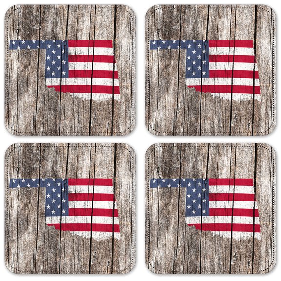 Vinyl Drink Coasters - Set of 4 - Oklahoma Map