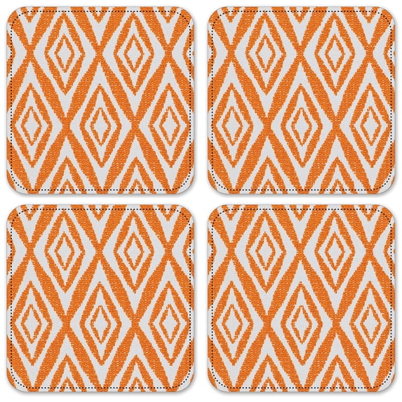 Vinyl Drink Coasters - Set of 4 - Orange Diamonds