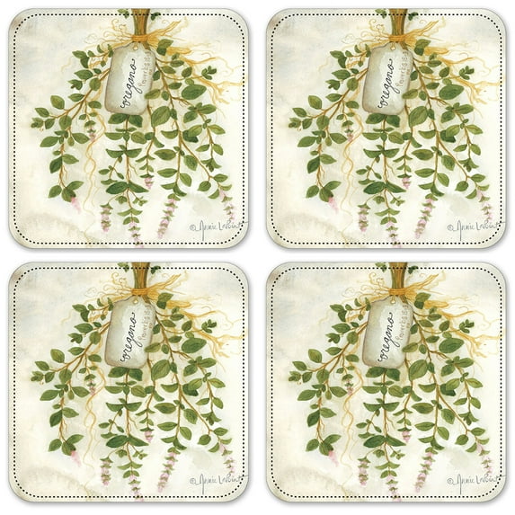 Vinyl Drink Coasters - Set of 4 - Oregano
