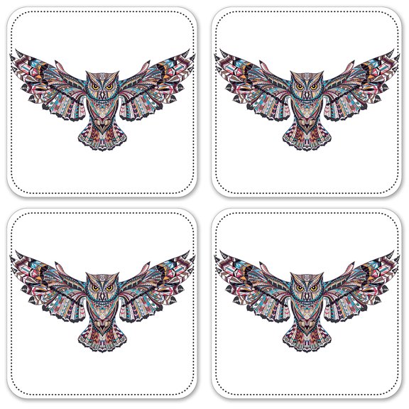 Vinyl Drink Coasters - Set of 4 - Patterned Owl