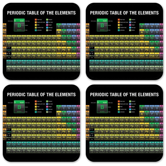 Vinyl Drink Coasters - Set of 4 - Periodic Table