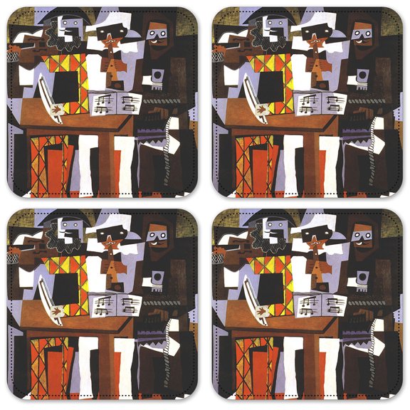 Vinyl Drink Coasters - Set of 4 - Picasso: Three Musicians