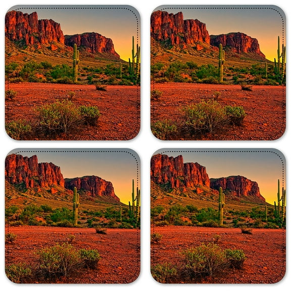 Vinyl Drink Coasters - Set of 4 - Red Clay Desert