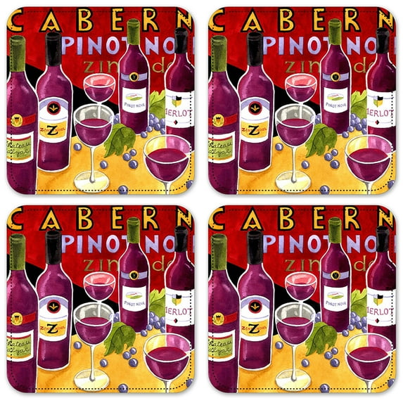 Vinyl Drink Coasters - Set of 4 - Red Wines
