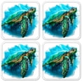 thumbnail image 1 of Vinyl Drink Coasters - Set of 4 - Sea Turtle Painting, 1 of 3