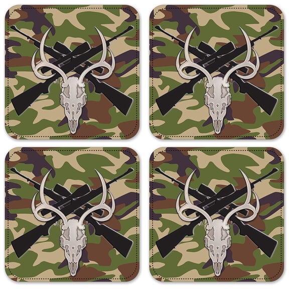 Vinyl Drink Coasters - Set of 4 - Skull & Rifles