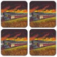 thumbnail image 1 of Vinyl Drink Coasters - Set of 4 - Train Prairie Fire, 1 of 3