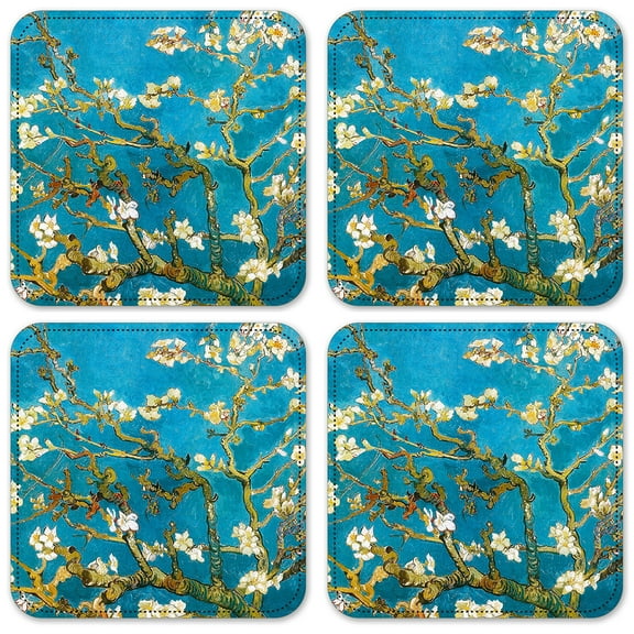 Vinyl Drink Coasters - Set of 4 - Van Gogh: Almond Blossoms