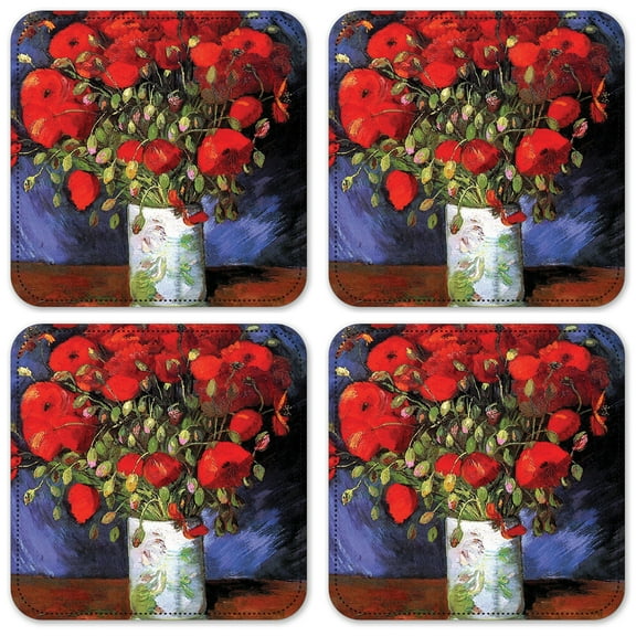 Vinyl Drink Coasters - Set of 4 - Van Gogh: Poppies