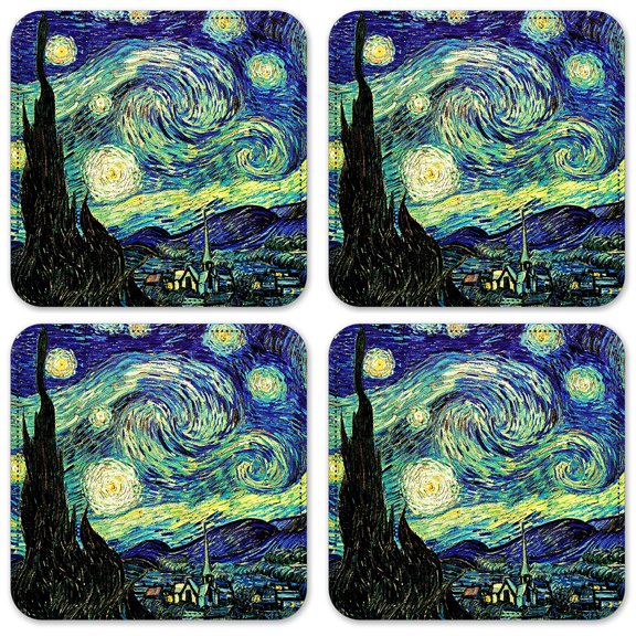 Vinyl Drink Coasters - Set of 4 - Van Gogh: Starry Night