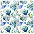 thumbnail image 1 of Vinyl Drink Coasters - Set of 4 - Watercolor Coral Reef, 1 of 3