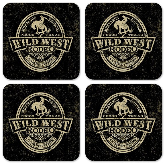 Vinyl Drink Coasters - Set of 4 - Wild West Rodeo