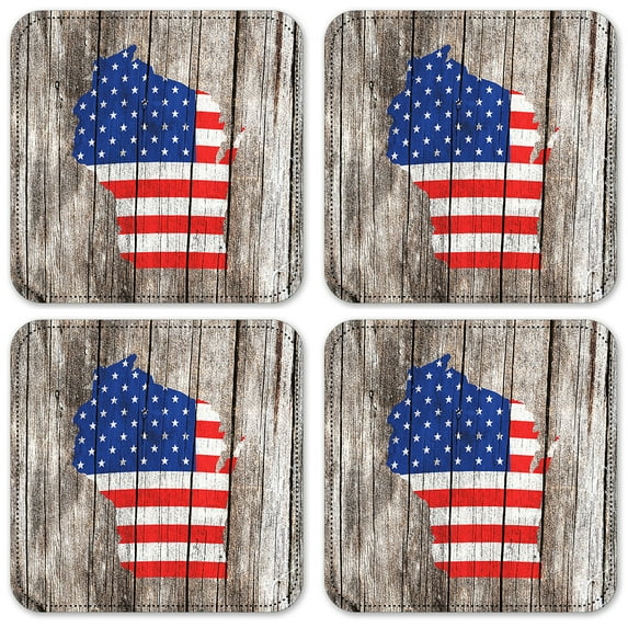 Vinyl Drink Coasters - Set of 4 - Wisconsin Map