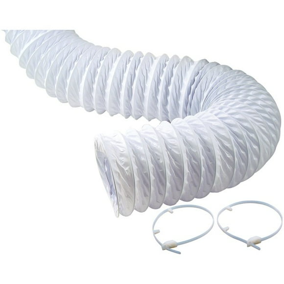 Vinyl Ducting White Vinyl 4 In, 5' L, 2 Clamps