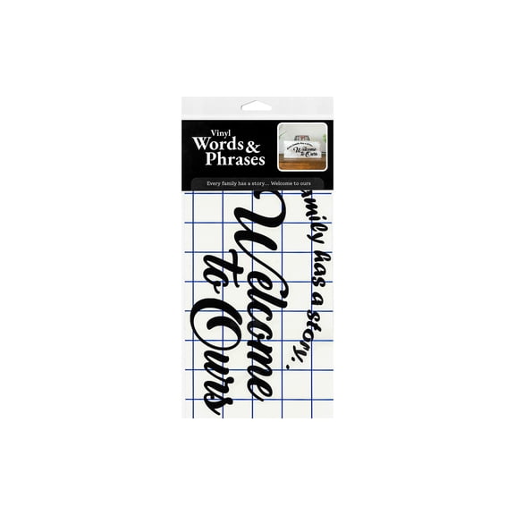 Leisure Arts Home Decor Vinyl Wall Words Every Family Has A Story Welcome to Ours Black, Removable Oracal Matte Vinyl for Painted Walls Plaques and Glass, Pre-Cut and Transfer Tape Applied
