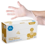 MEDPRIDE Disposable Vinyl Clear Examination Gloves, Latex & Powder Free, Medium, 100-Count   Durable Cleaning Gloves