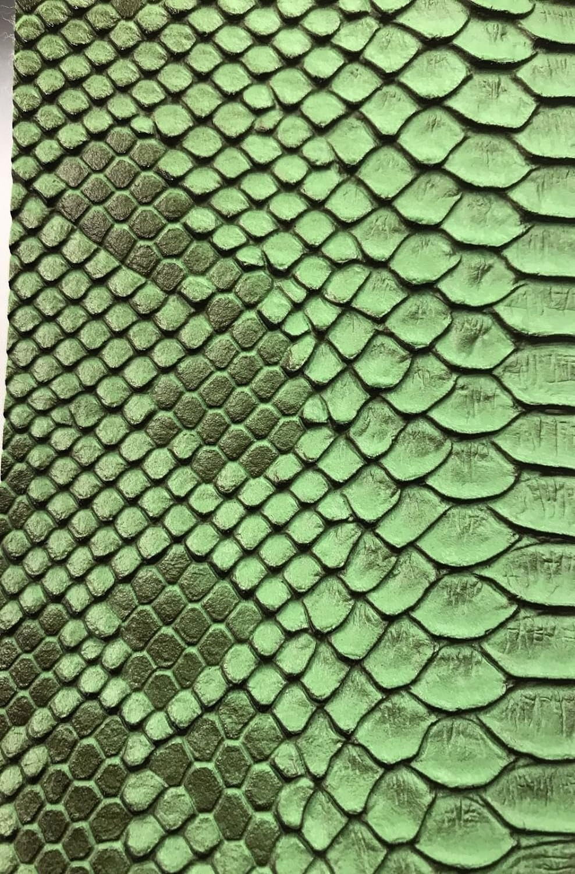 Vinyl Fabric - Green Faux Viper Snake Skin Vinyl - Faux Leather - 3d 