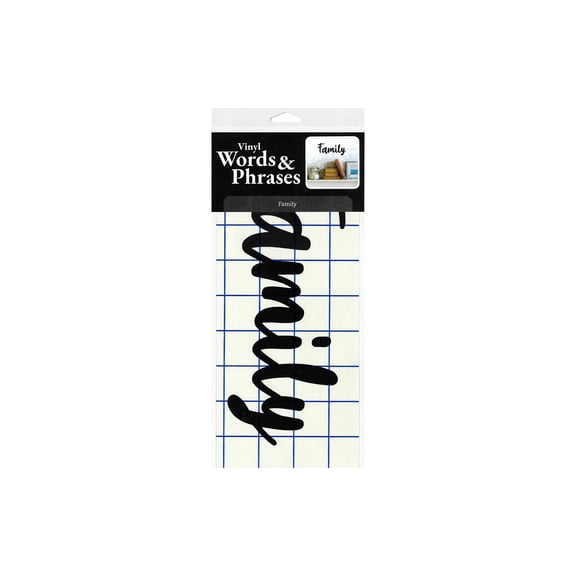 Leisure Arts Home Decor Vinyl Wall Words Family Black, Removable Oracal Matte Vinyl for Painted Walls Plaques and Glass, Pre-Cut and Transfer Tape Applied