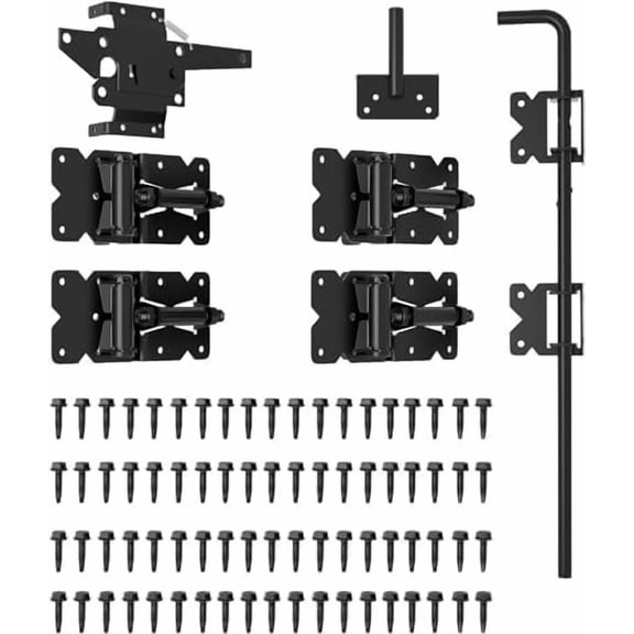 Vinyl Fence Gate Double Gate Hardware Kit Black (for Vinyl, PVC etc Fencing) Fence gate Hardware Fence Gate Kit has 4 Hinges, 1 Latch, and 1 Drop Rod(MWJ)$$Tools & Hardware Other