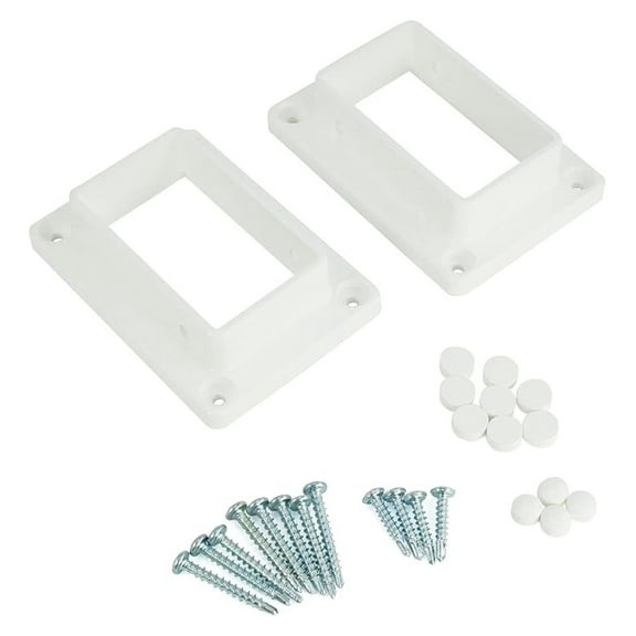 Vinyl Fence Handrail Bracket Kit - 2" x 3 1/2" White Rail Brackets - Screws & Plugs Included - Vinyl Fence Repair & Installation Kit