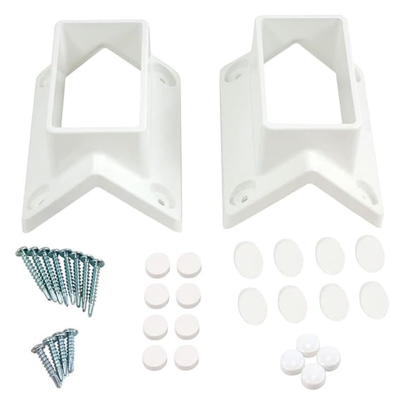 Vinyl Fence Handrail Brackets - 2x3.5 Inch 45 Degree - White Vinyl Railing Kit with Screws - Repair & Installation - Weather Resistant