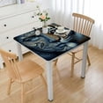 thumbnail image 1 of Vinyl Fitted Tablecloth, Animal Print Polyester Table Cloth, Two Animal Cat African Wild, for /Parties/Home, Blue Black and White, 1 of 7