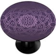 thumbnail image 1 of Vinyl Fitted Tablecloth Elastic Edge Design Heavy Duty Purple Flowers Marble Texture Table Cover Waterproof Oil-Proof PVC Table Cloth Stain-Resistant Wipeable for Round Table 36-42" Diameter, 1 of 4