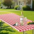 thumbnail image 1 of Vinyl Flannel Backed Fitted Tablecloth 29.9"x48" - Windproof Non-Slip Elastic Edge, Waterproof Wipe Clean, Checkered Pattern for 6ft Oblong Fold Tables, Indoor Outdoor Camping Picnic Party, 1 of 5