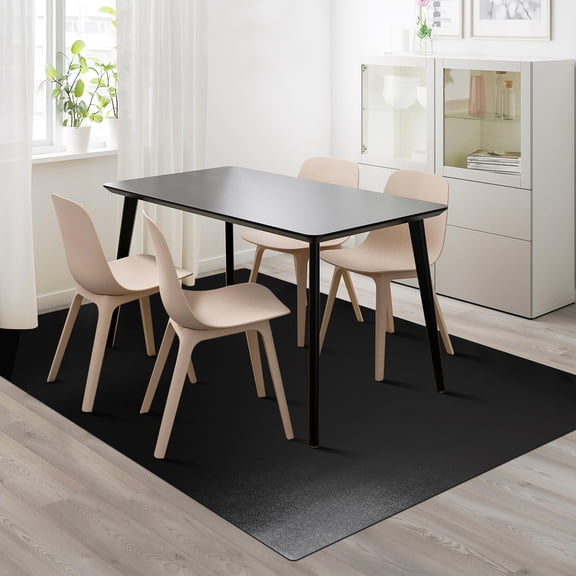 Vinyl Floor Mat for Home,5'×7' Black Waterproof Area Mat for Under Dining Room Table, Sturdy Plastic Rug Protector for Kitchen, Living Room, Yard, Garage, Large Baby Play Mat