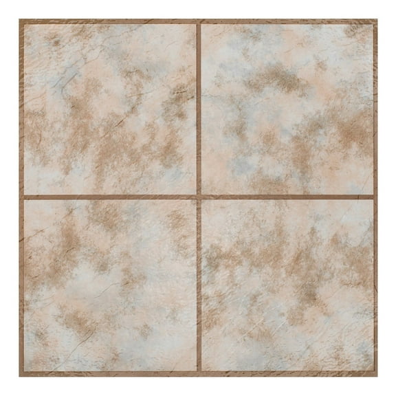 Vinyl Floor Tiles Wood & Marble Look 2mm Thick Highly Durable Sticky Floor Tiles (12" x 12", Rustic Clay Squares)