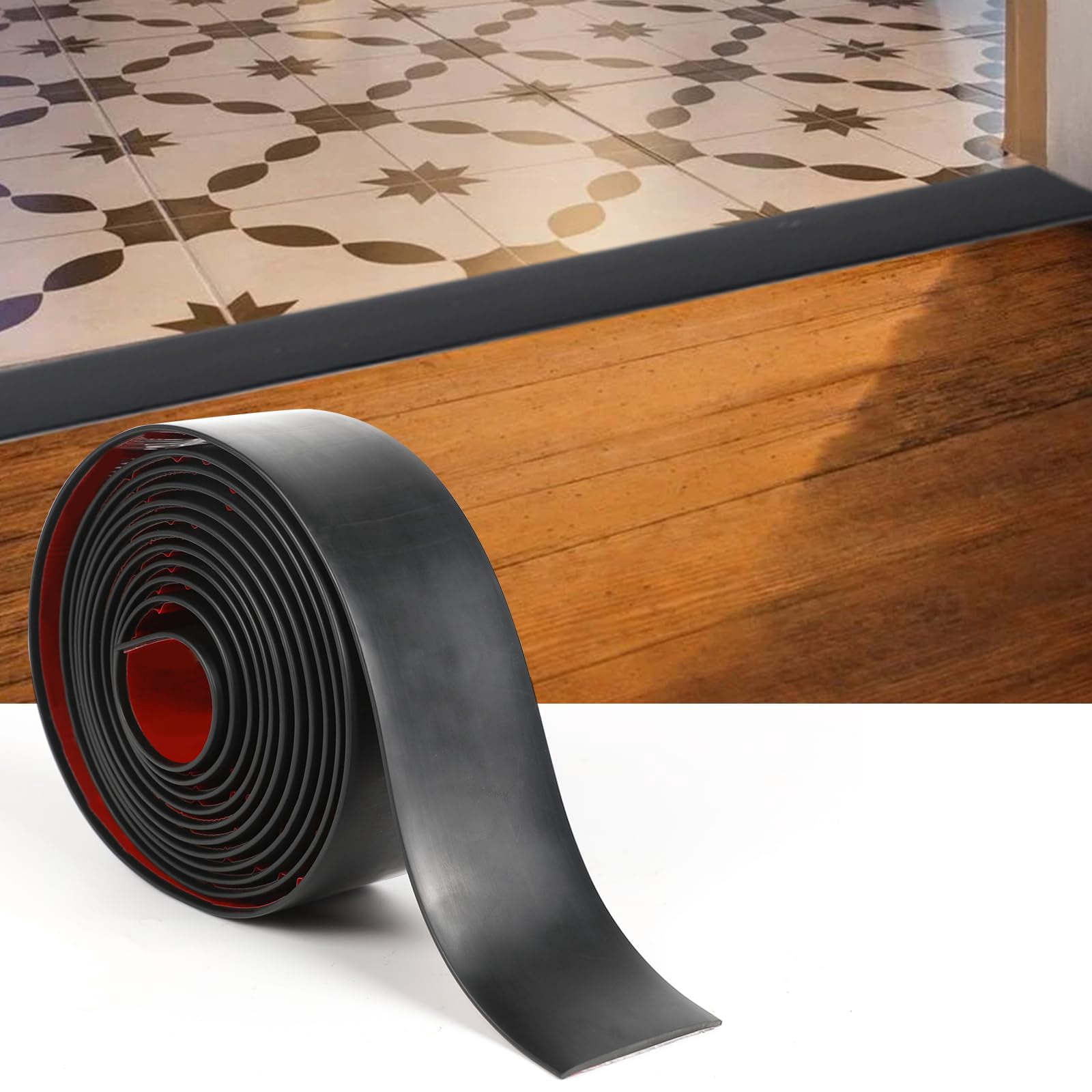 Vinyl Floor Transition Strip Trim Black 2"-20 FT Self Adhesive Flooring Divider