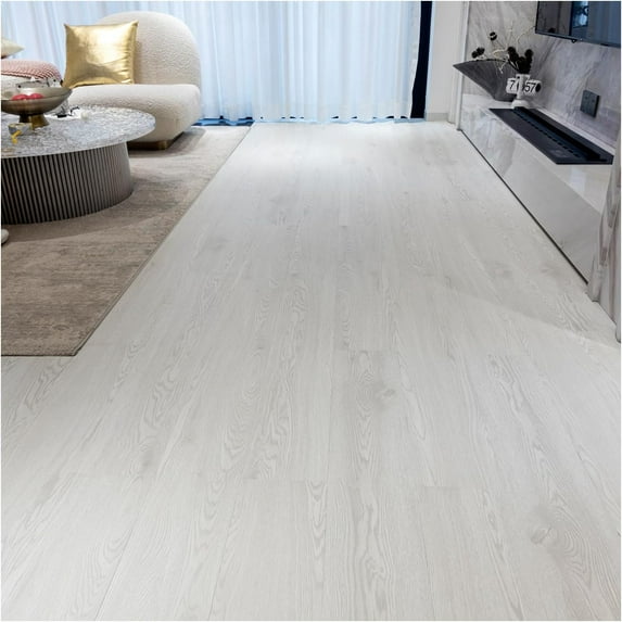 Vinyl Flooring - Lino Flooring with White Oak Wood Grain Effect,Peel and Stick Floor Tiles,15cmx92cm 2.0mm 36pcs Waterproof,for Kitchen Living Room(54Sq.Ft,White Oak)