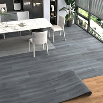 Vinyl Flooring Roll PVC Wood Plank Floor Covering with Tape 39.3" X 118" Gray