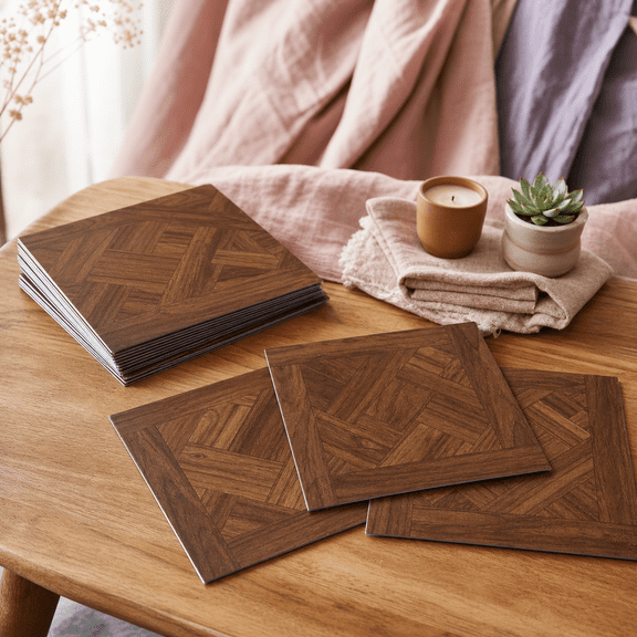 Vinyl Flooring Tiles Dark Brown 12x12 Inch 30 Count Peel and Stick Use for Renter Bathroom Living Room