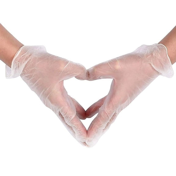 Vinyl Gloves Large Disposable Gloves, 100 Comfortable Single Use, Latex-Free Rubber-Free, Multipurpose Protective Gloves for Cooking, Food Prep, Cleaning, and More, White